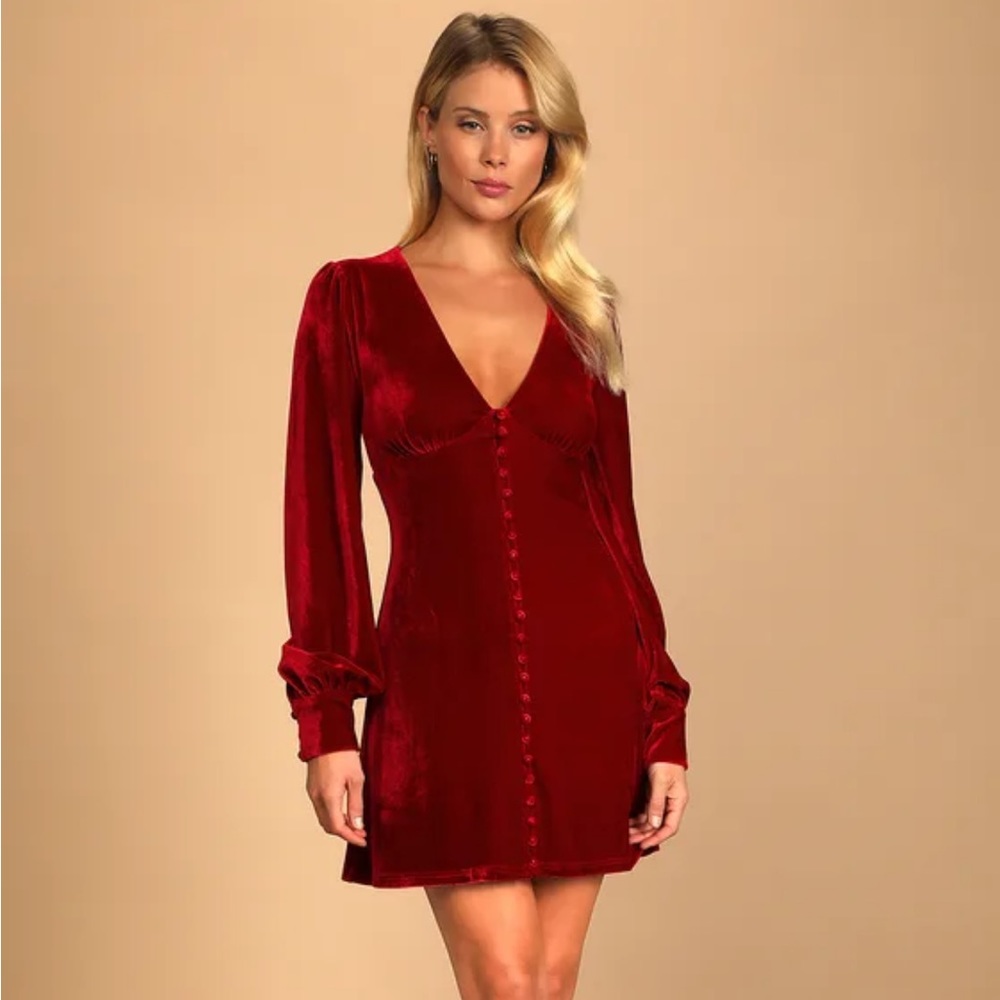 Lulus red velvet dress